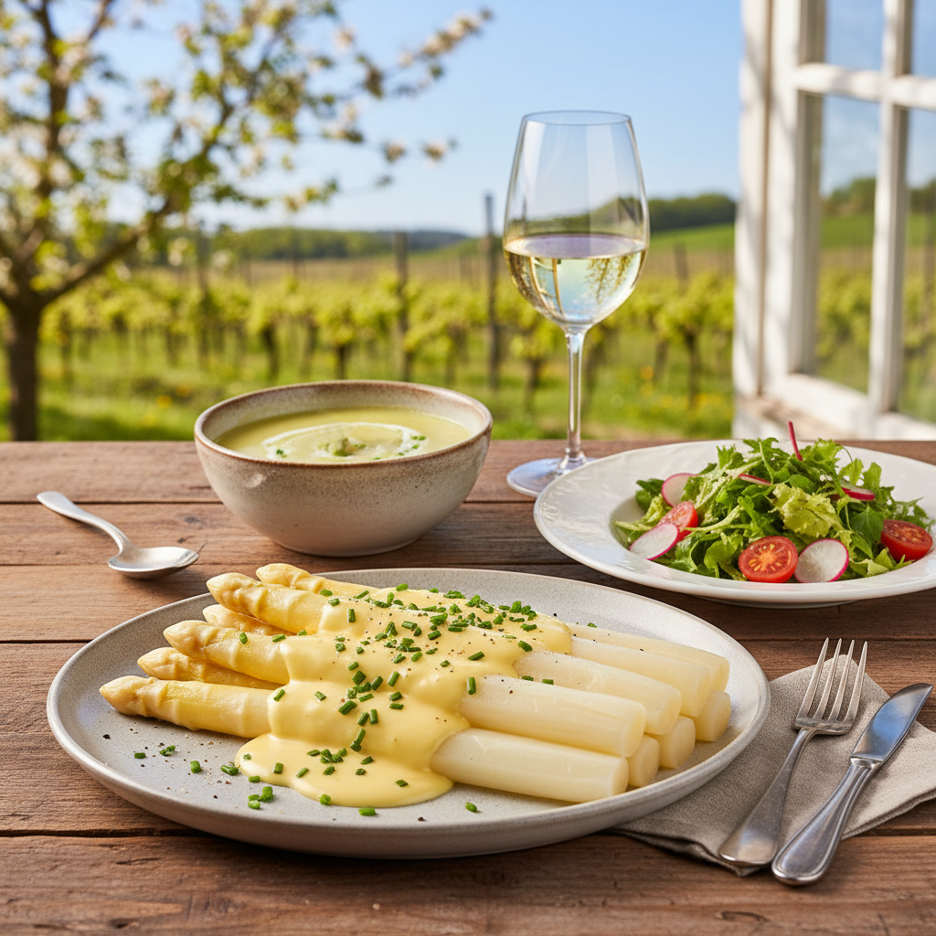 Firefly_Gemini Flash_seasonale kulinarische pfälzer Spezialitäten im Frühling 674649